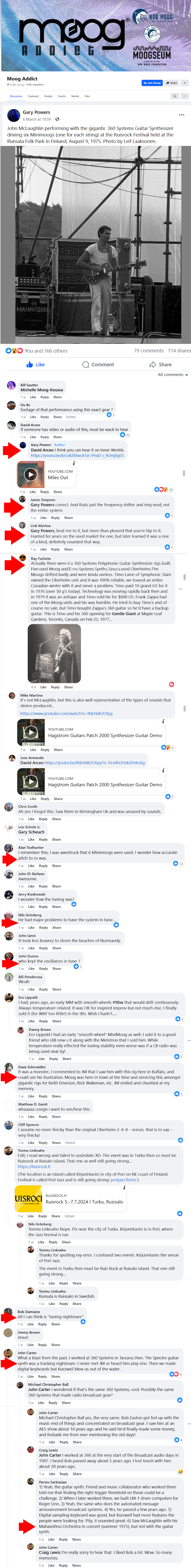 Facebook posting Moog Addicts
